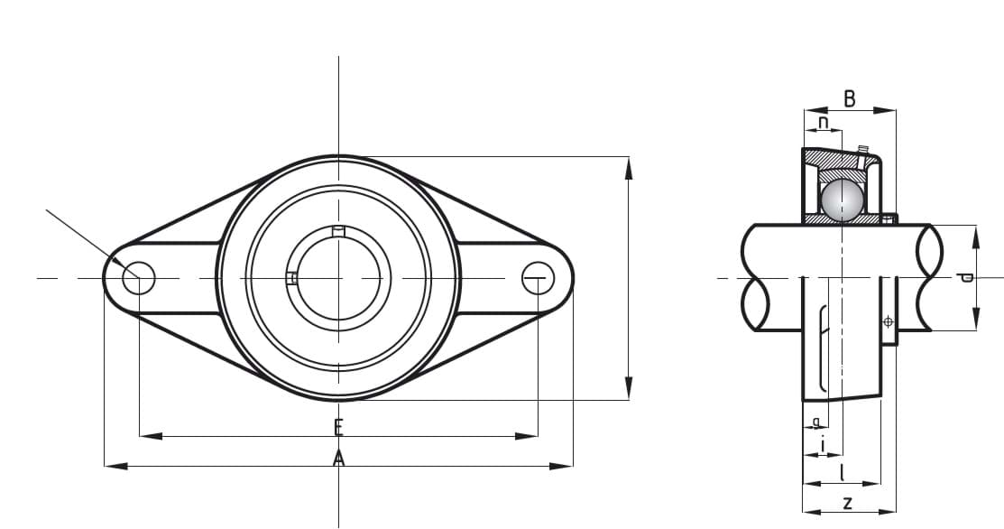 Zeichung Flanschlager Type UCFL2